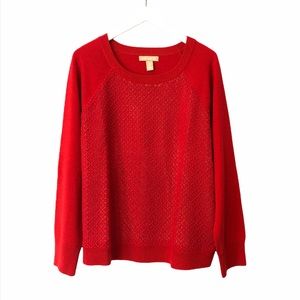 Banana Republic Crochet Lace Front Sweater Red